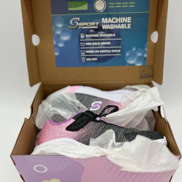 S Sport By Skechers Girls' Jenni Ombre Print Sneakers - Black /Pink Size w/box - Picture 9 of 9